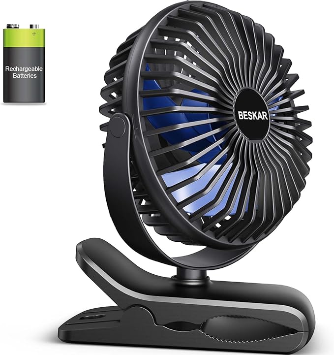 Portable Small USB Clip on Fan with Cord Powered Desk Fan-black blue