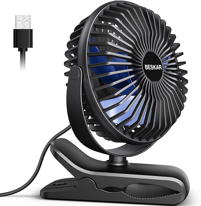 Portable Small USB Clip on Fan with Cord Powered Desk Fan-black