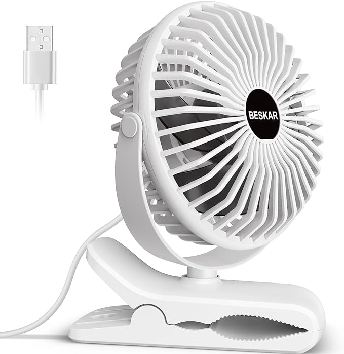 Portable Small USB Clip on Fan with Cord Powered Desk Fan-white